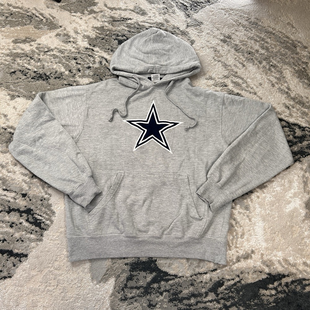 DALLAS COWBOYS NFL Apparel Combine‎ Sz Medium Gray Hooded Sweatshirt Embroidered